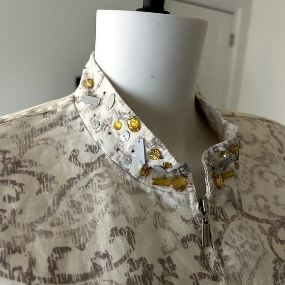 Alfred Dunner Womens Zip-up Jacket. Gray & White Print - Picture 9 of 13